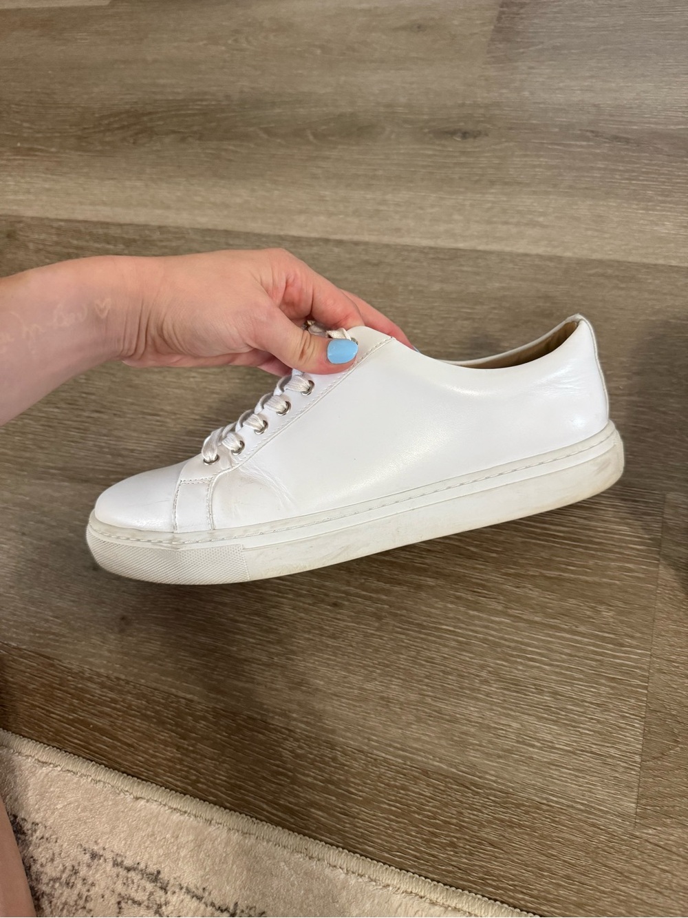 Thursday Boot Company White Leather Low-Top Sneakers with Tan Insole - Picture 3 of 6